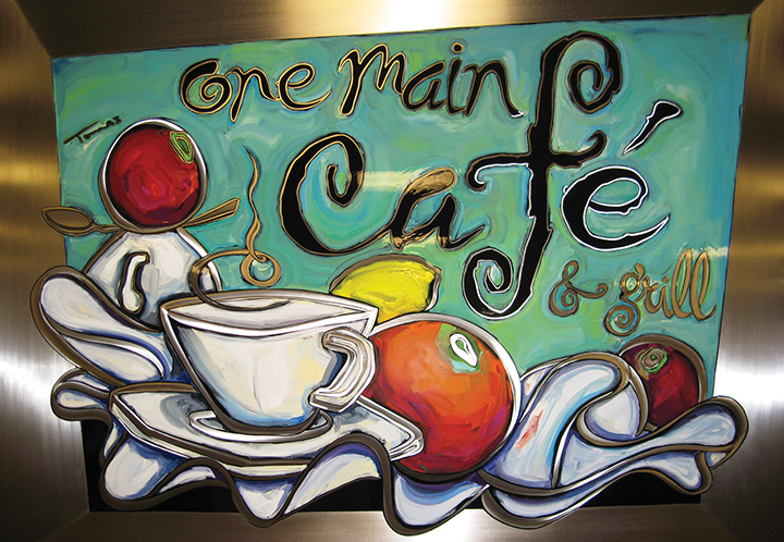 Painted café sign