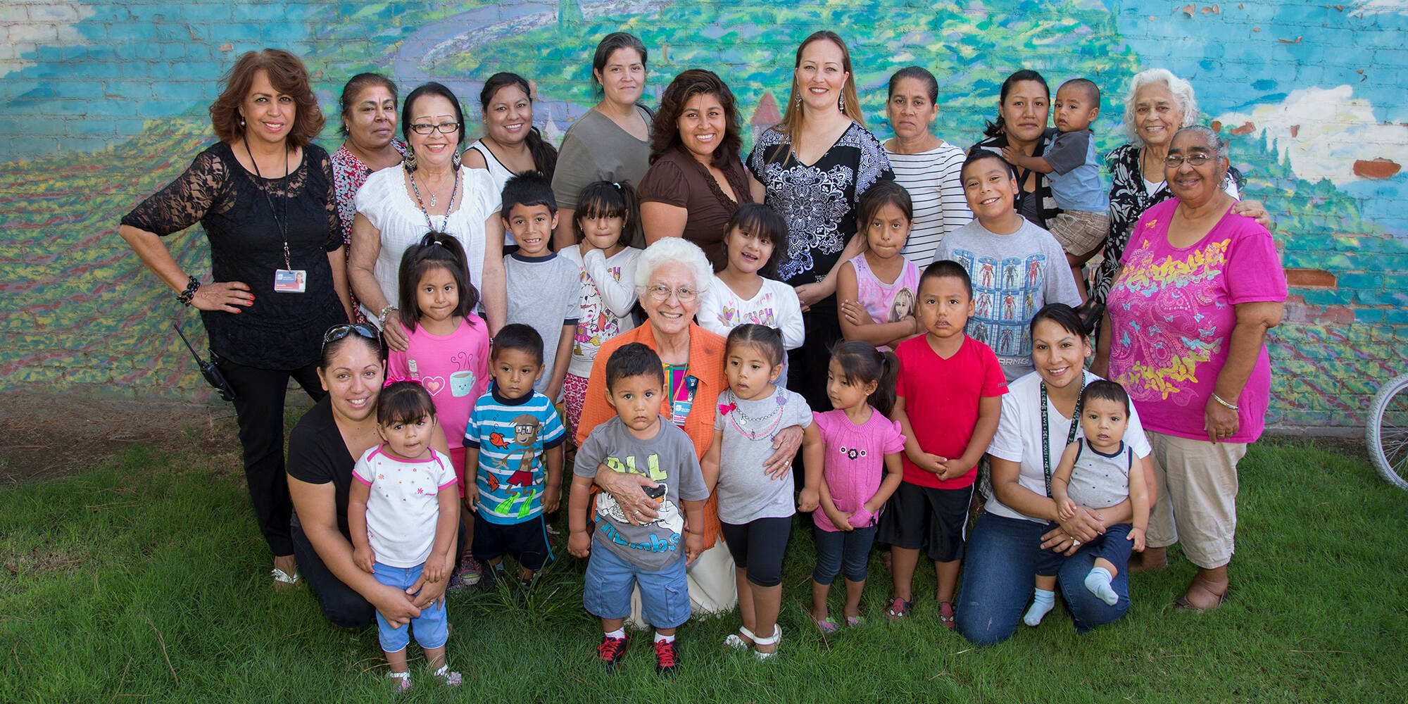 Multigeneration group gathered outside