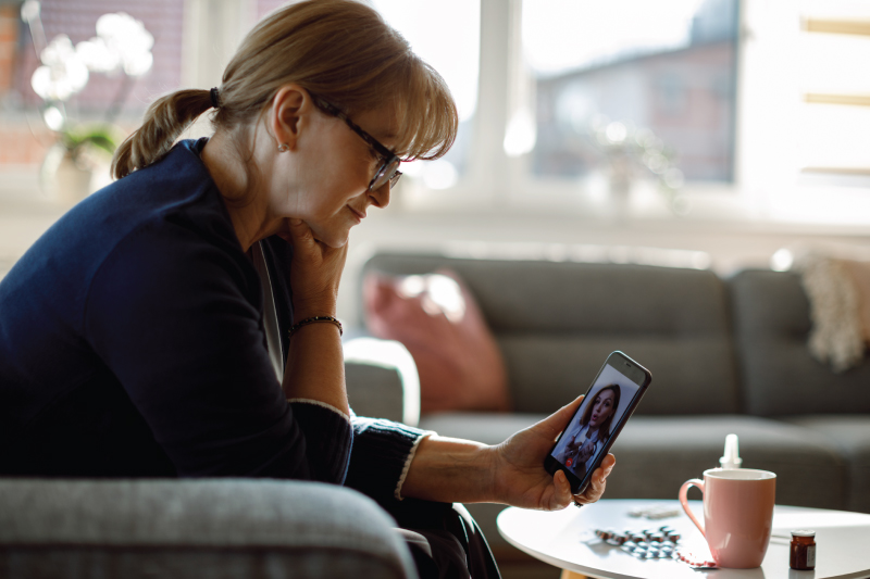 Woman looking at cell phone